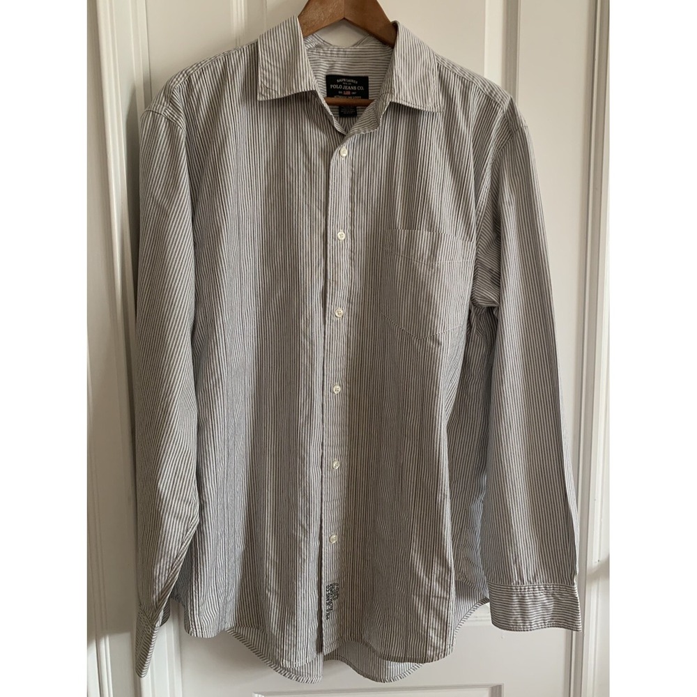 RALPH LAUREN Authentic Dry Goods Long Sleeve Button Front Shirt L POLO Jeans Co